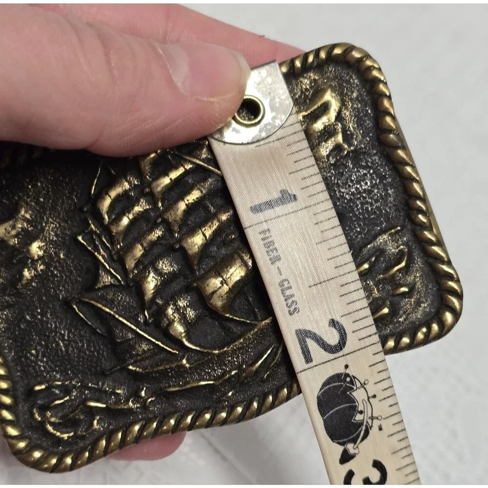 Vintage 70s Solid Brass Sailing Ship Clipper Belt Buckle Boho Western Cosplay